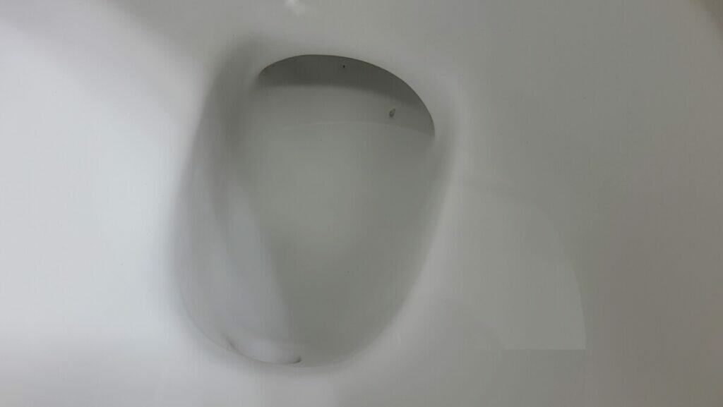 image showing the metal scratches removed from a toilet bowl.