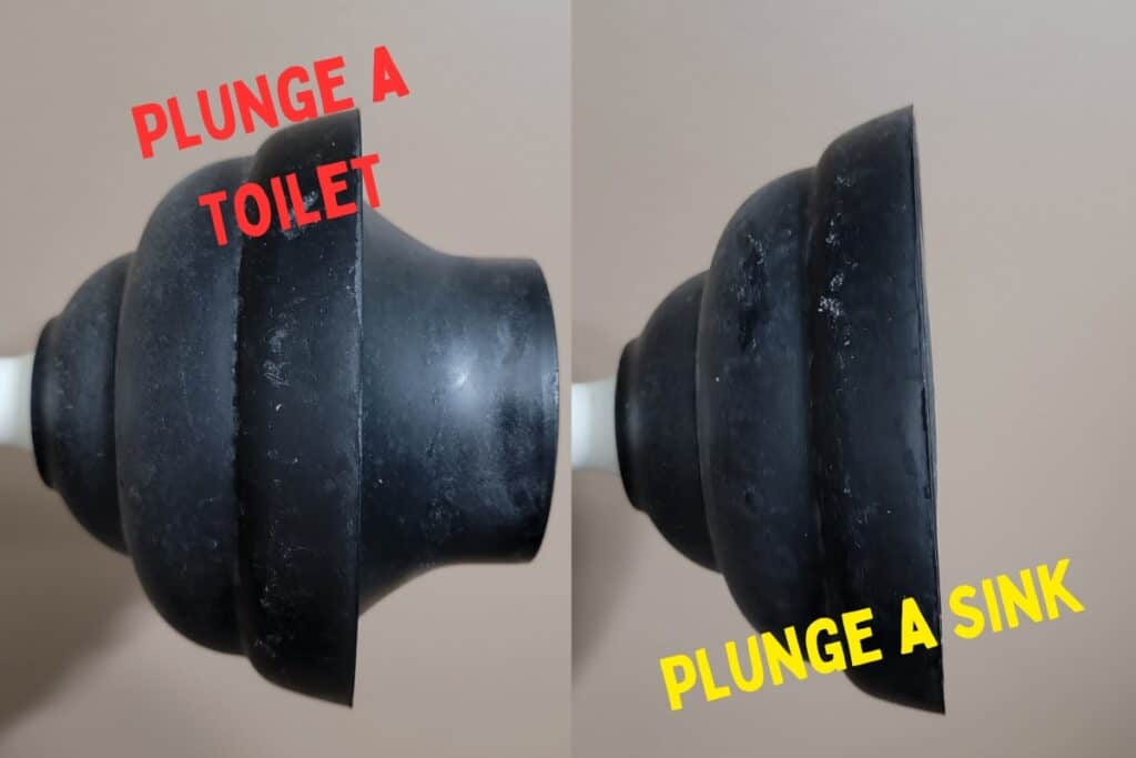 image showing the proper way to use a toilet plunger.