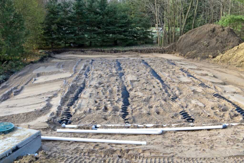 image of a septic drain field being installed