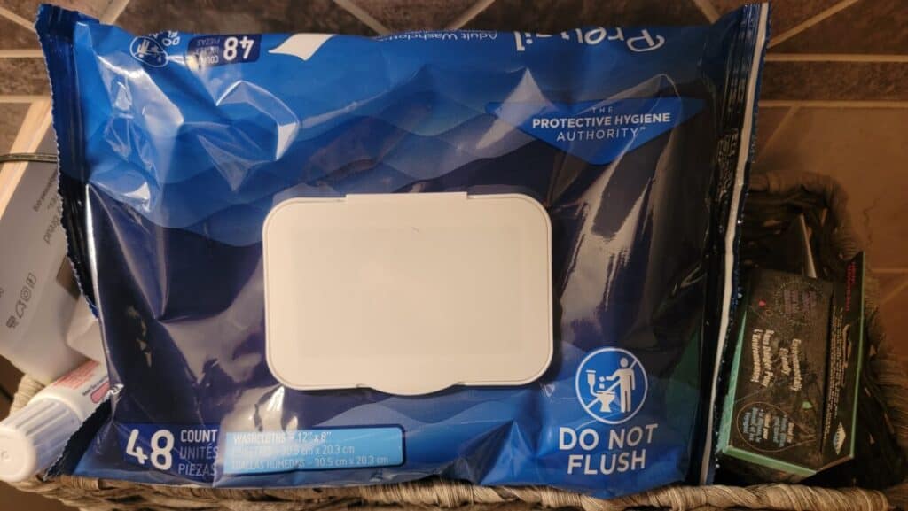 A picture I took of disposable wipes.